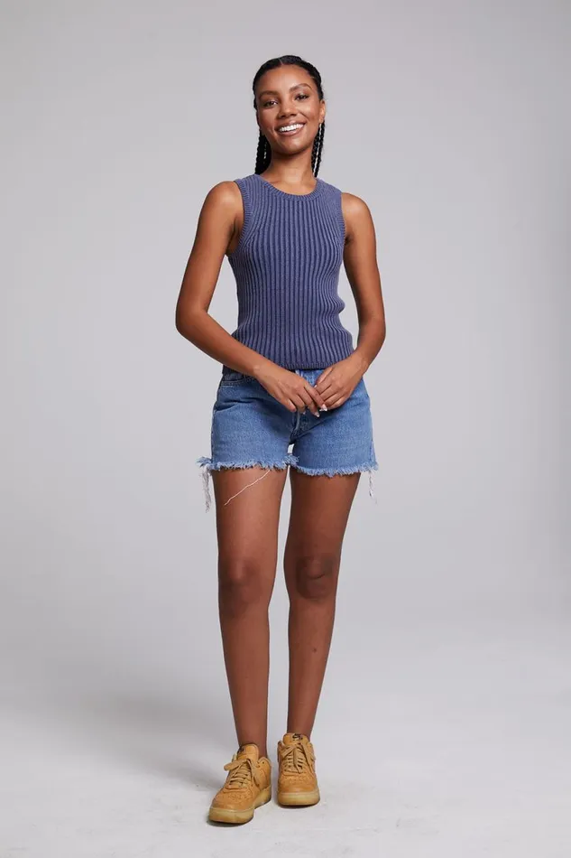 Womens Tops Chaser Brand Carnaby Washed Indigo Tank Top