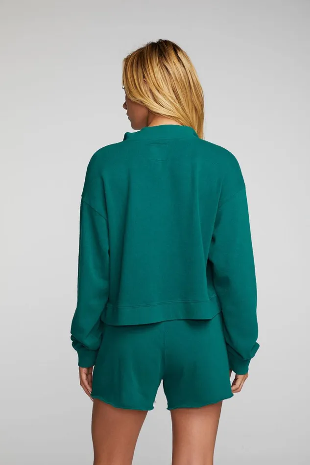 Womens Tops Chaser Brand Cotton Fleece Half Zip Up Pullover With Rib