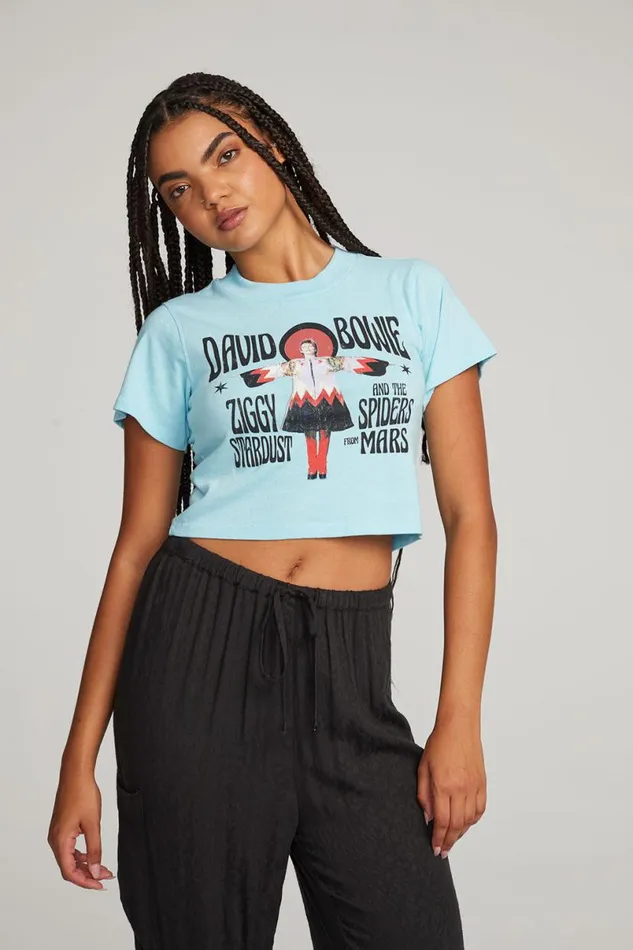Womens Tops Chaser Brand David Bowie Ziggy Stardust Crop Tee