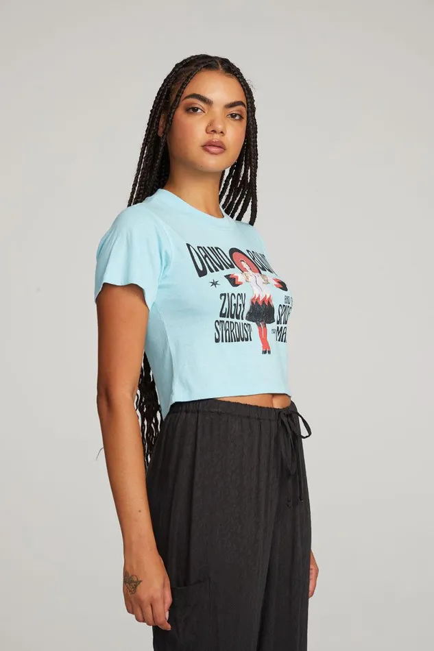 Womens Tops Chaser Brand David Bowie Ziggy Stardust Crop Tee