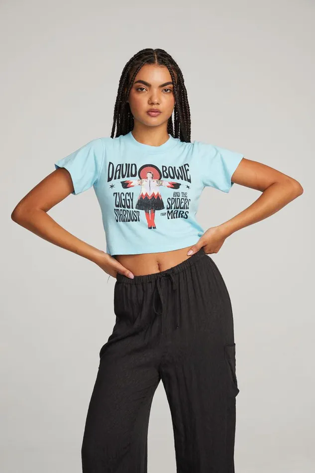 Womens Tops Chaser Brand David Bowie Ziggy Stardust Crop Tee