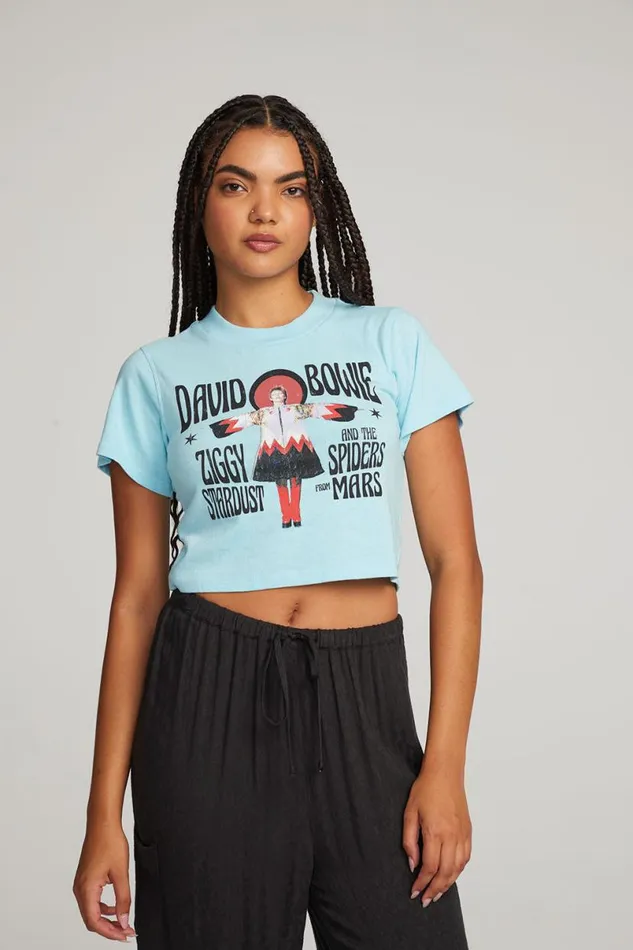 Womens Tops Chaser Brand David Bowie Ziggy Stardust Crop Tee