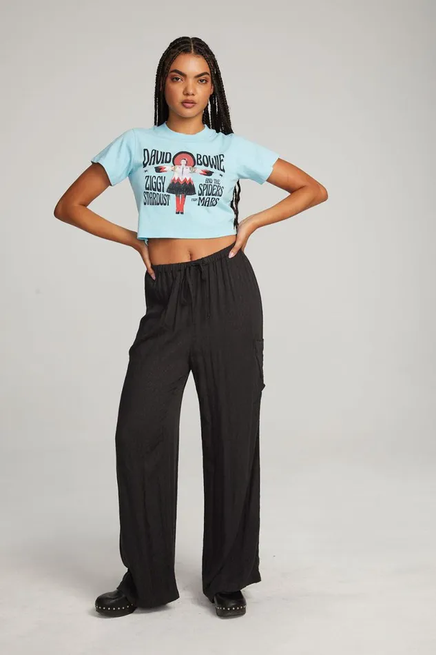 Womens Tops Chaser Brand David Bowie Ziggy Stardust Crop Tee