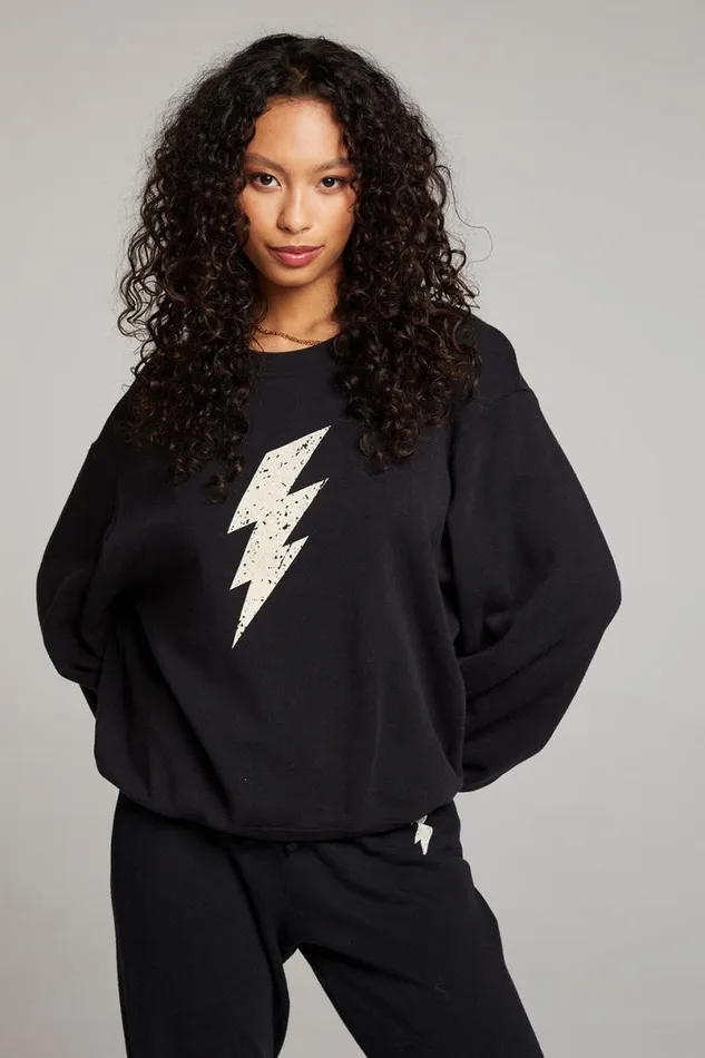 Womens Tops Chaser Brand Distressed Bolt Long Sleeve