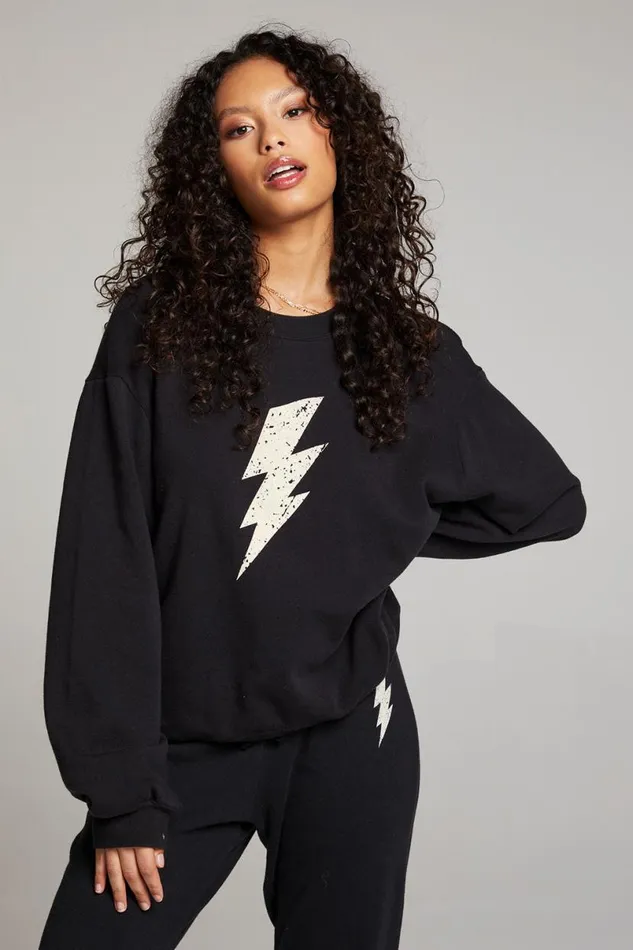 Womens Tops Chaser Brand Distressed Bolt Long Sleeve