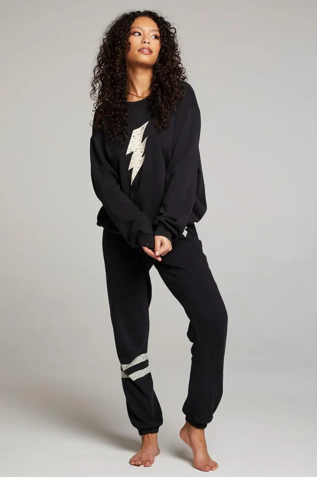 Womens Tops Chaser Brand Distressed Bolt Long Sleeve