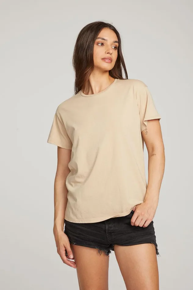 Womens Tops Chaser Brand Everyday Essential Cappuccino Crew Neck Tee