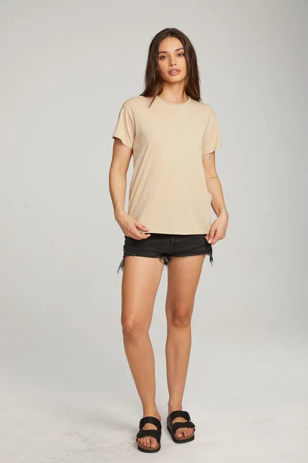 Womens Tops Chaser Brand Everyday Essential Cappuccino Crew Neck Tee