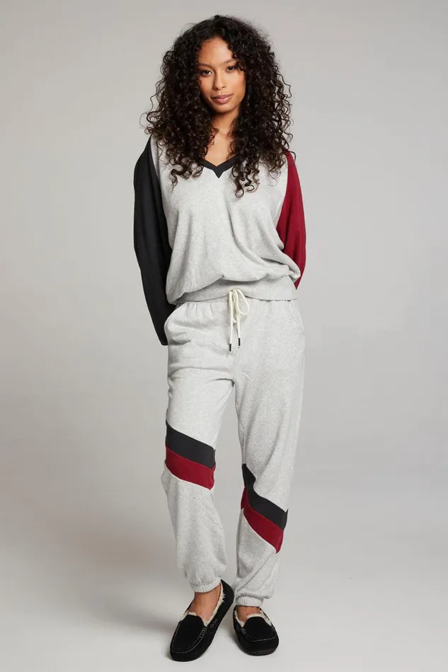 Womens Tops Chaser Brand Hannah Fire Color Block V Neck Pullover