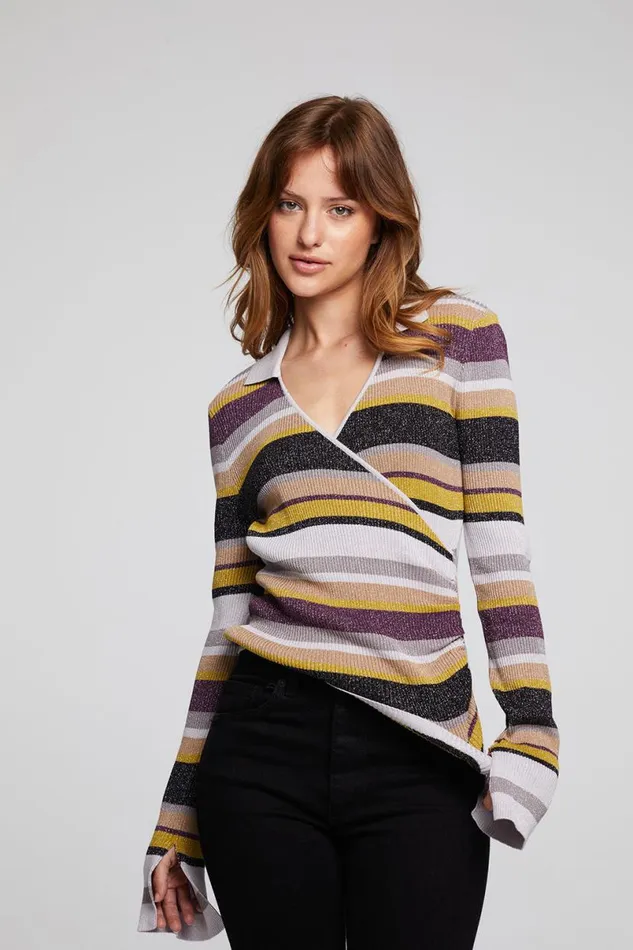Womens Tops Chaser Brand Harper Haight Street Stripe Long Sleeve