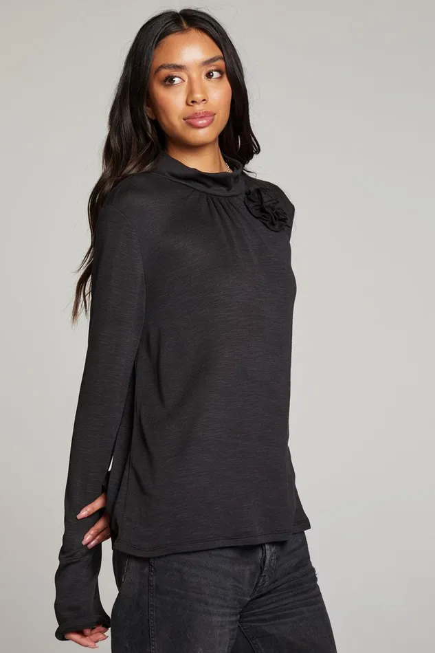 Womens Tops Chaser Brand Hill Licorice Long Sleeve