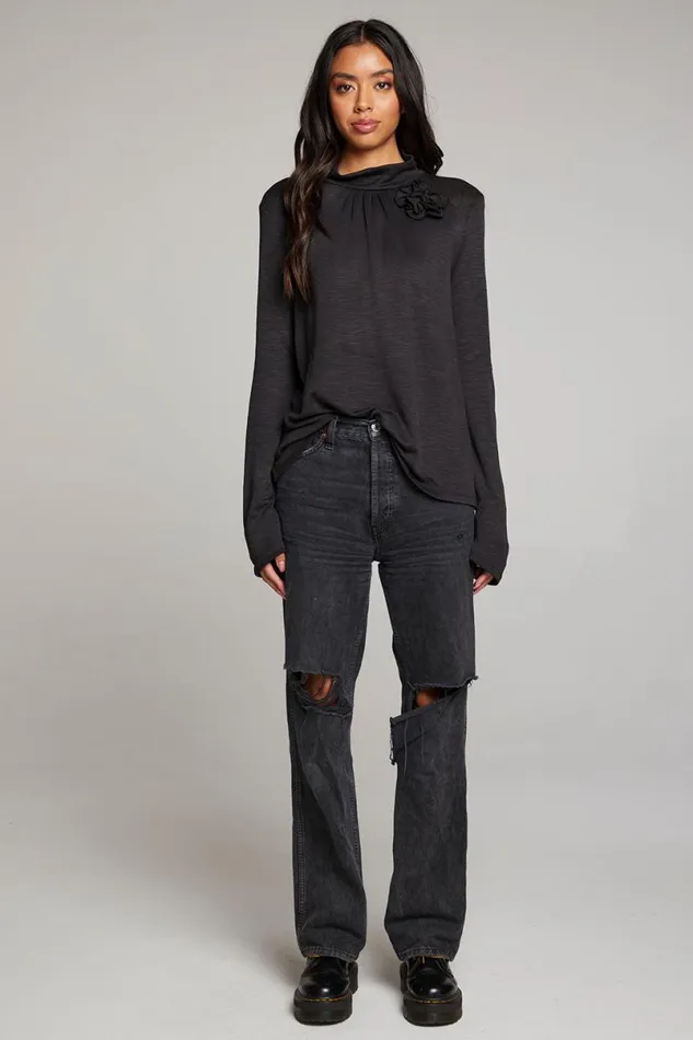 Womens Tops Chaser Brand Hill Licorice Long Sleeve