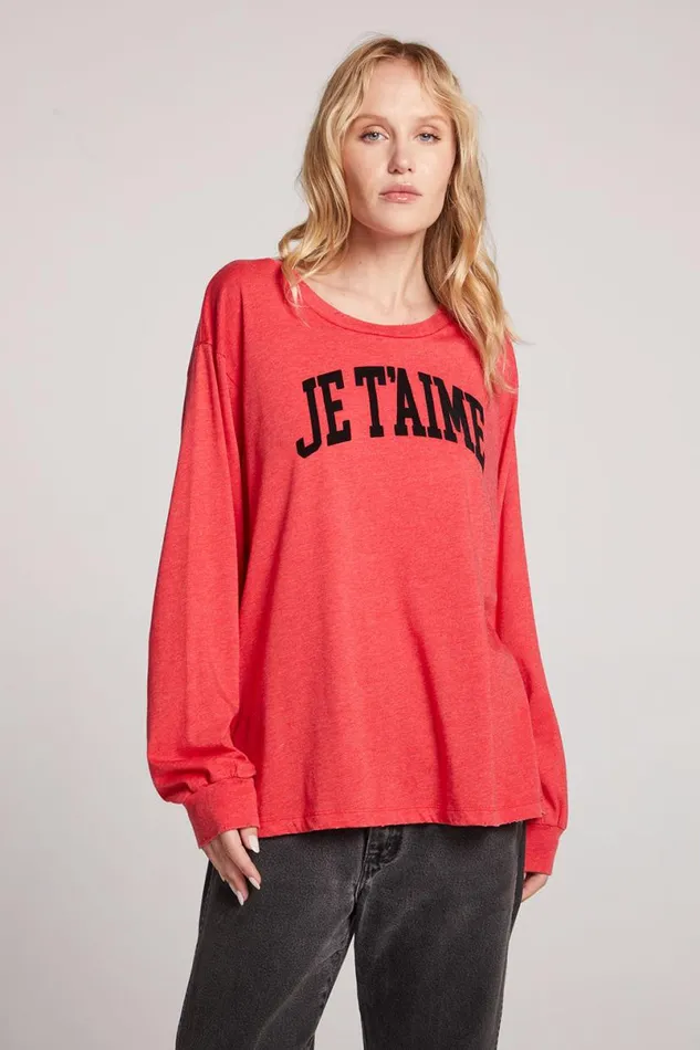 Womens Tops Chaser Brand Je Taime Long Sleeve