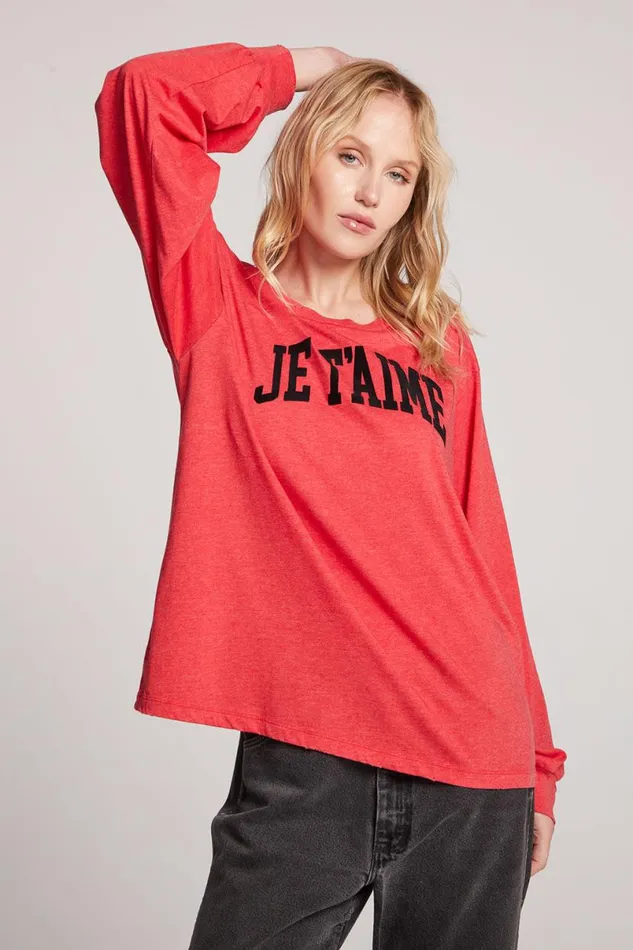 Womens Tops Chaser Brand Je Taime Long Sleeve