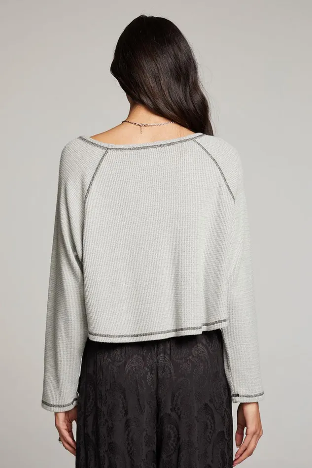 Womens Tops Chaser Brand Lucy Heather Grey Long Sleeve