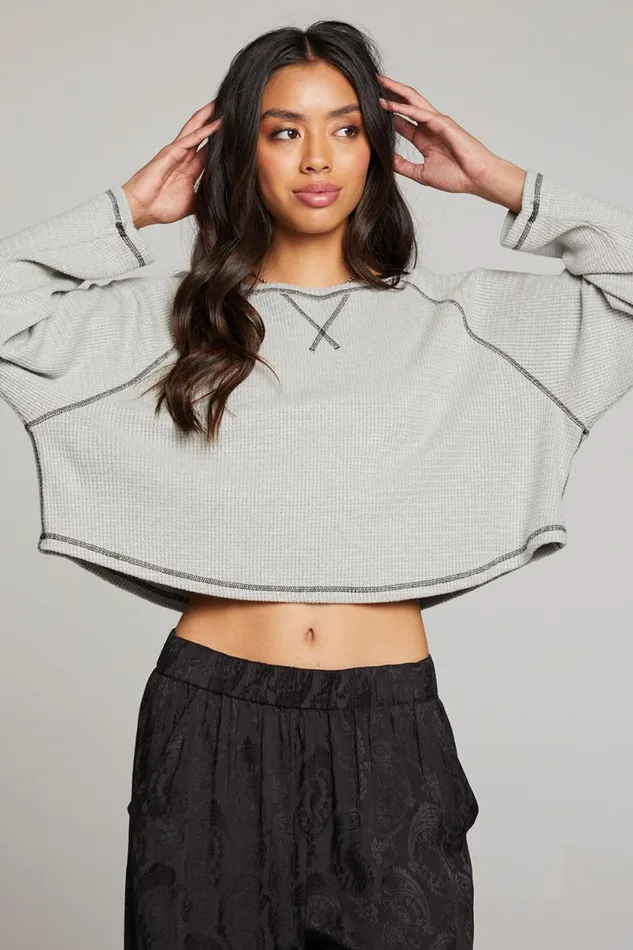 Womens Tops Chaser Brand Lucy Heather Grey Long Sleeve