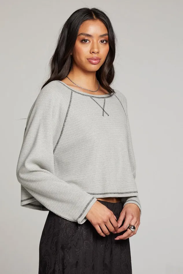 Womens Tops Chaser Brand Lucy Heather Grey Long Sleeve