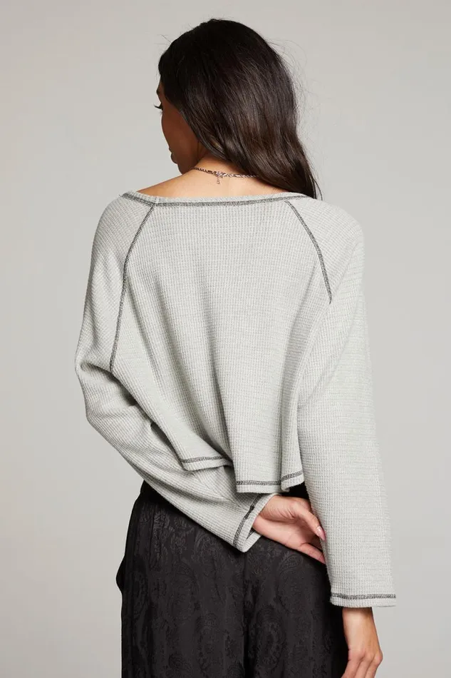 Womens Tops Chaser Brand Lucy Heather Grey Long Sleeve
