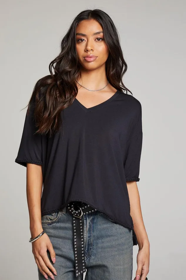 Womens Tops Chaser Brand Mason Licorice V Neck