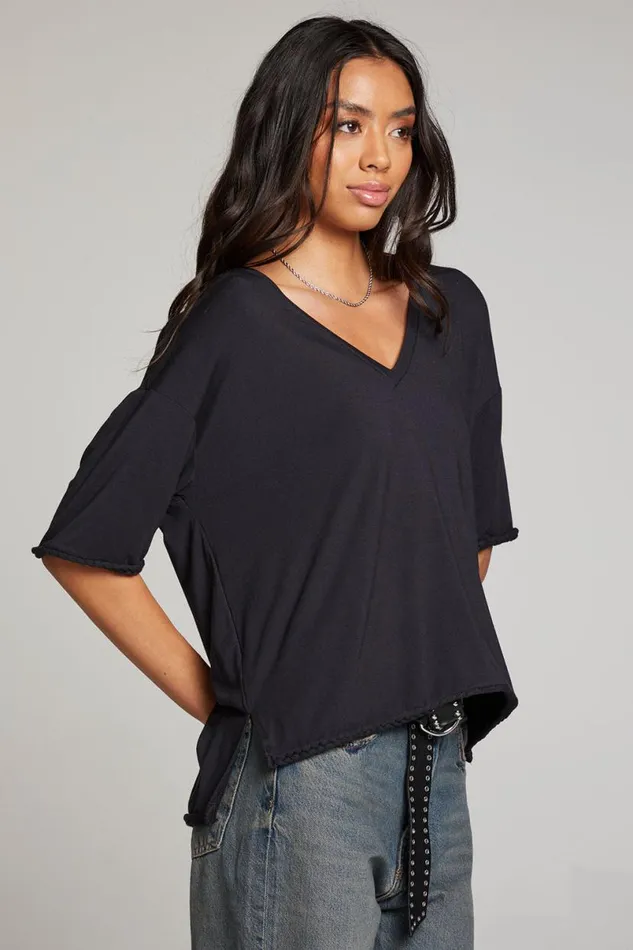 Womens Tops Chaser Brand Mason Licorice V Neck