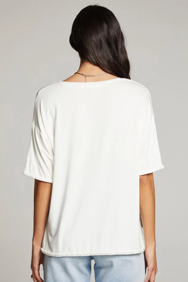 Womens Tops Chaser Brand Mason White V Neck