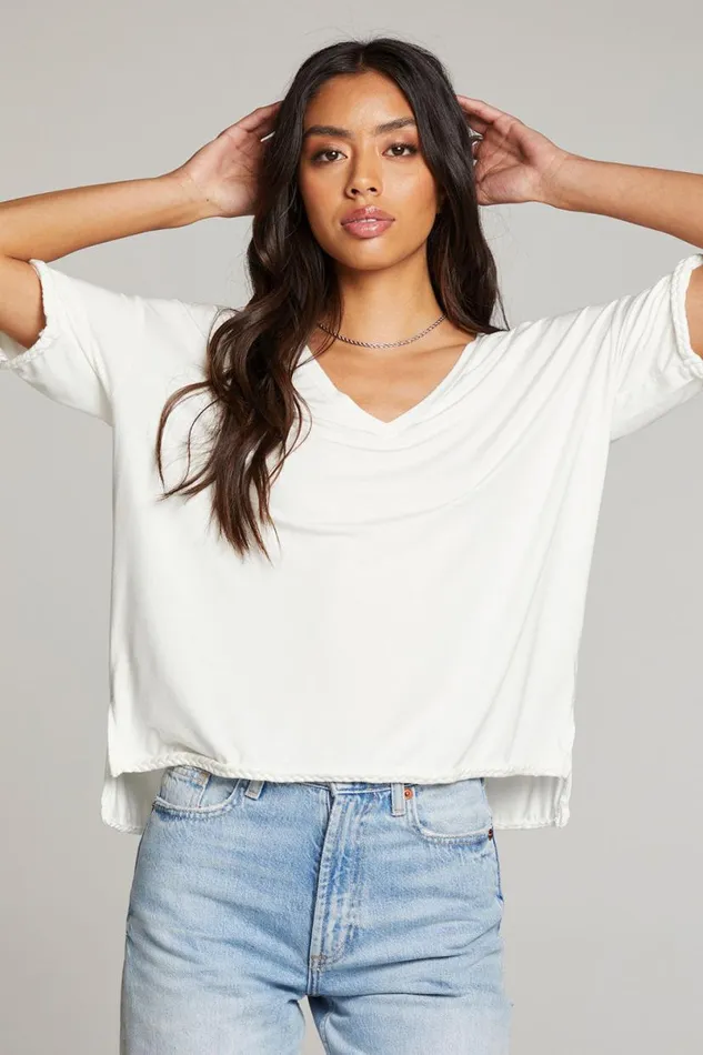 Womens Tops Chaser Brand Mason White V Neck