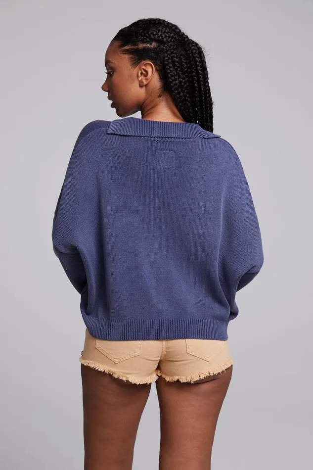 Womens Tops Chaser Brand Mercury Washed Indigo Crop Pullover