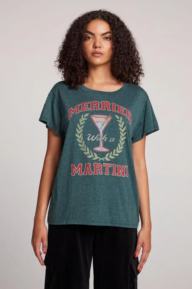 Womens Tops Chaser Brand Merrier With A Martini Tee