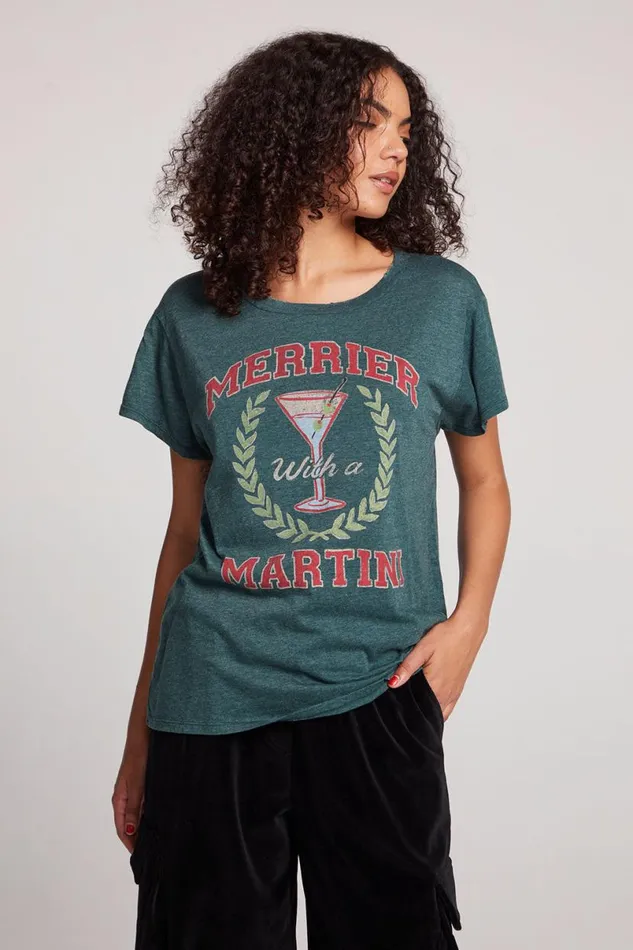 Womens Tops Chaser Brand Merrier With A Martini Tee