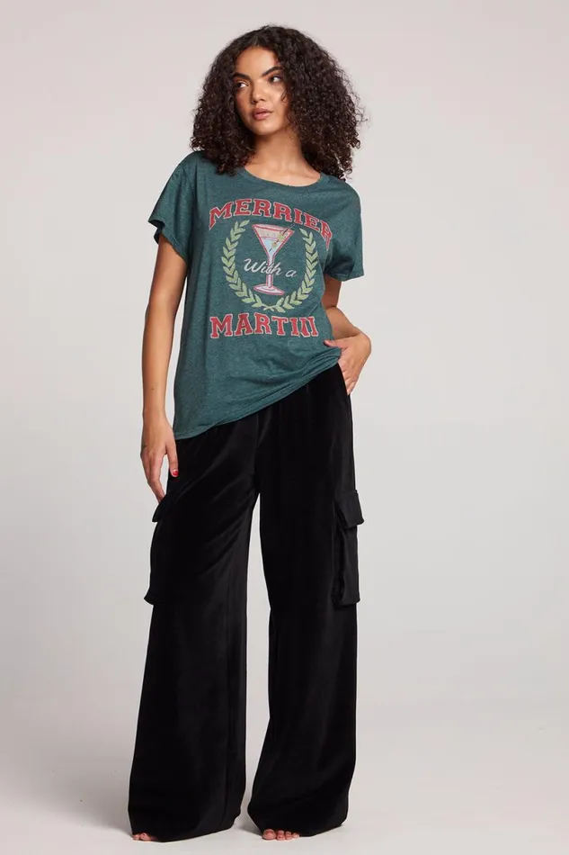 Womens Tops Chaser Brand Merrier With A Martini Tee