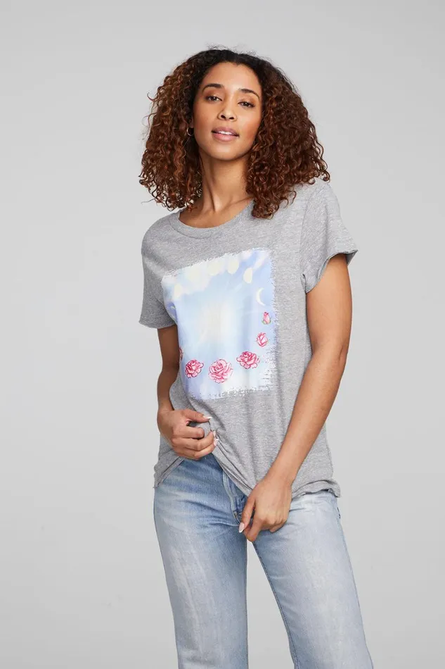 Womens Tops Chaser Brand Moon And Roses Tee
