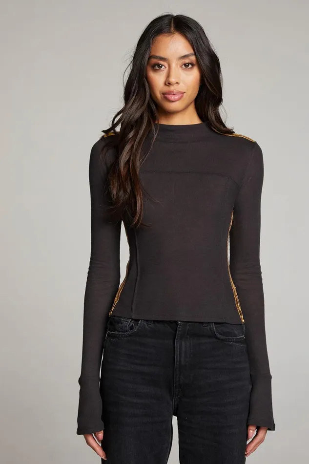 Womens Tops Chaser Brand Nahall Licorice Long Sleeve