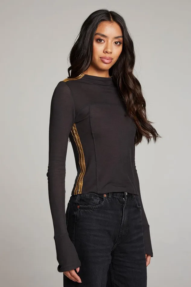Womens Tops Chaser Brand Nahall Licorice Long Sleeve