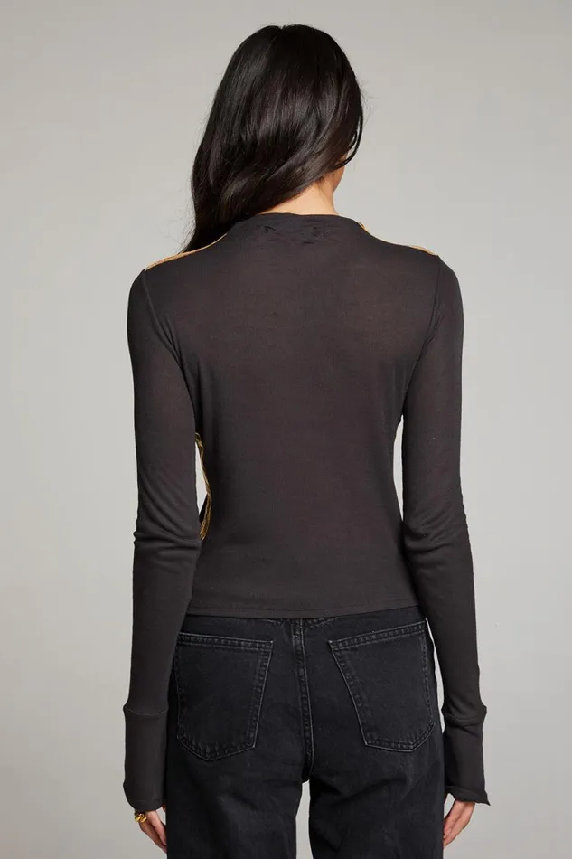Womens Tops Chaser Brand Nahall Licorice Long Sleeve