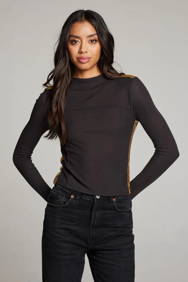 Womens Tops Chaser Brand Nahall Licorice Long Sleeve