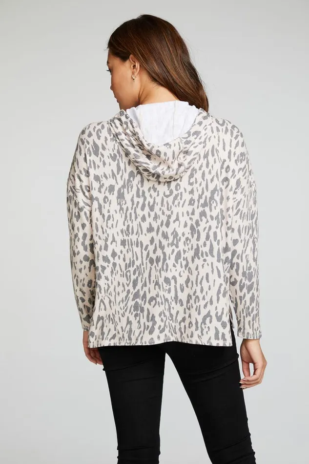 Womens Tops Chaser Brand Recycled Love Rib Long Sleeve Drop Shoulder Slit Side Pullover Hoodie