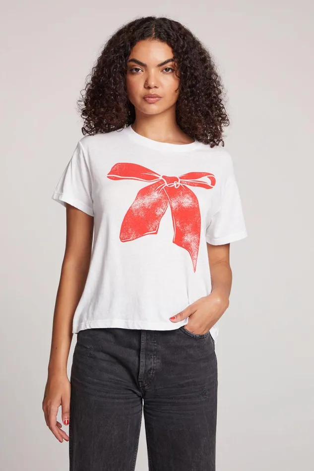 Womens Tops Chaser Brand Red Bow Tee