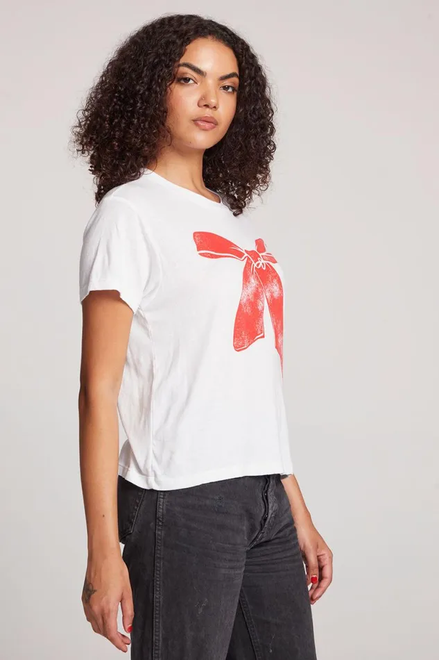 Womens Tops Chaser Brand Red Bow Tee