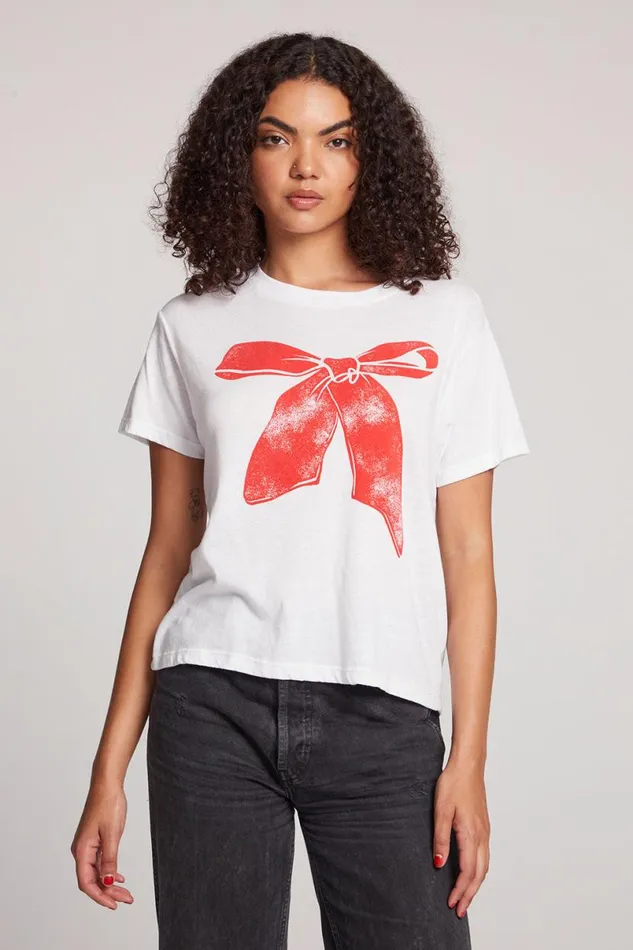 Womens Tops Chaser Brand Red Bow Tee