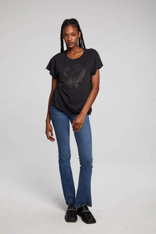 Womens Tops Chaser Brand Rhinestone Eagle Tee
