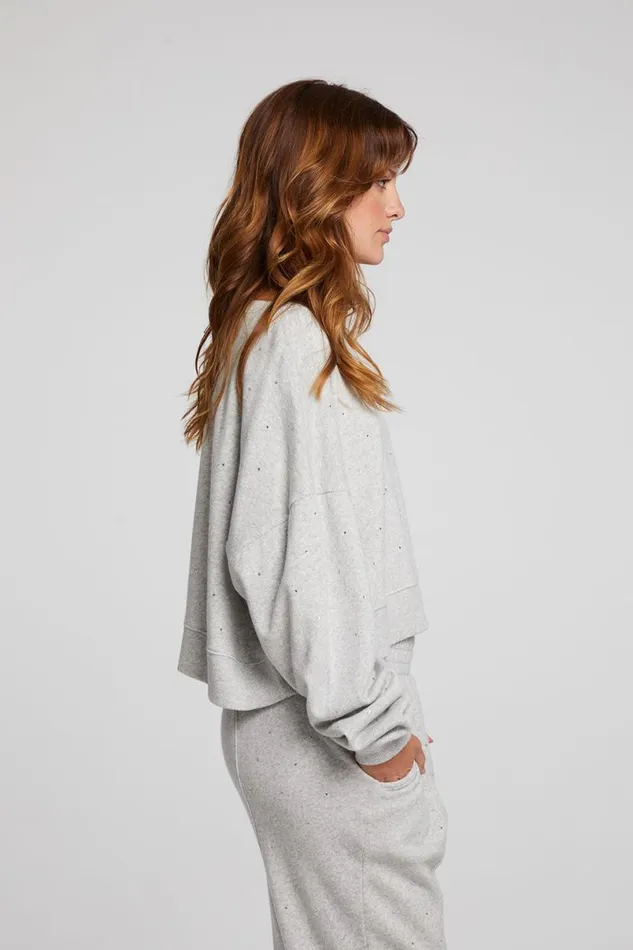 Womens Tops Chaser Brand Scarlet Heather Grey Pullover