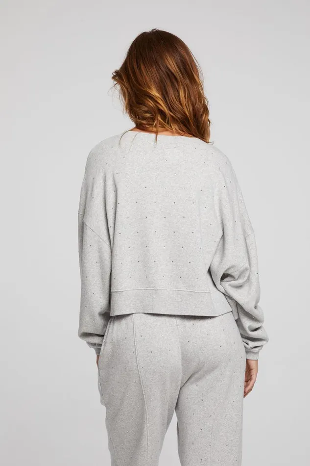 Womens Tops Chaser Brand Scarlet Heather Grey Pullover