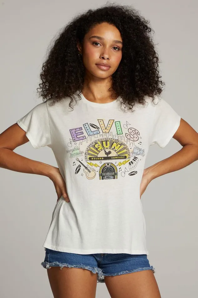 Womens Tops Chaser Brand Sun Records Memphis Collage Tee