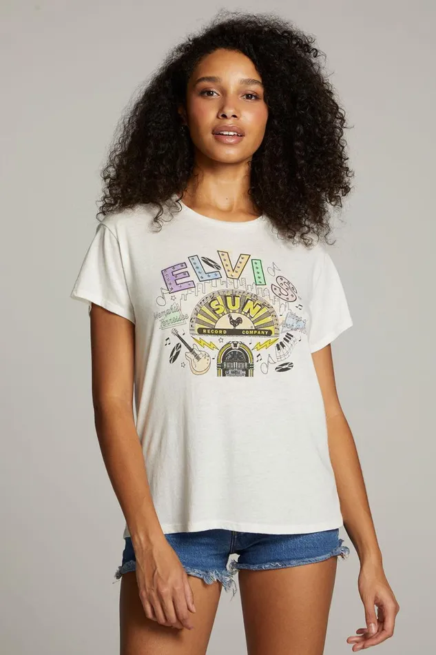 Womens Tops Chaser Brand Sun Records Memphis Collage Tee