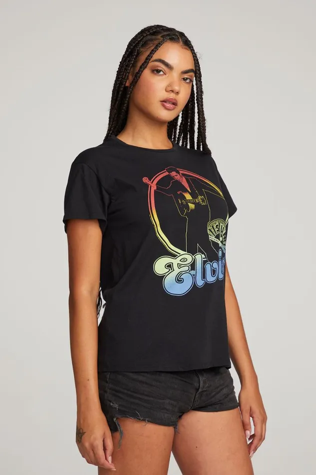 Womens Tops Chaser Brand Sun Records Rainbow Elvis Tee