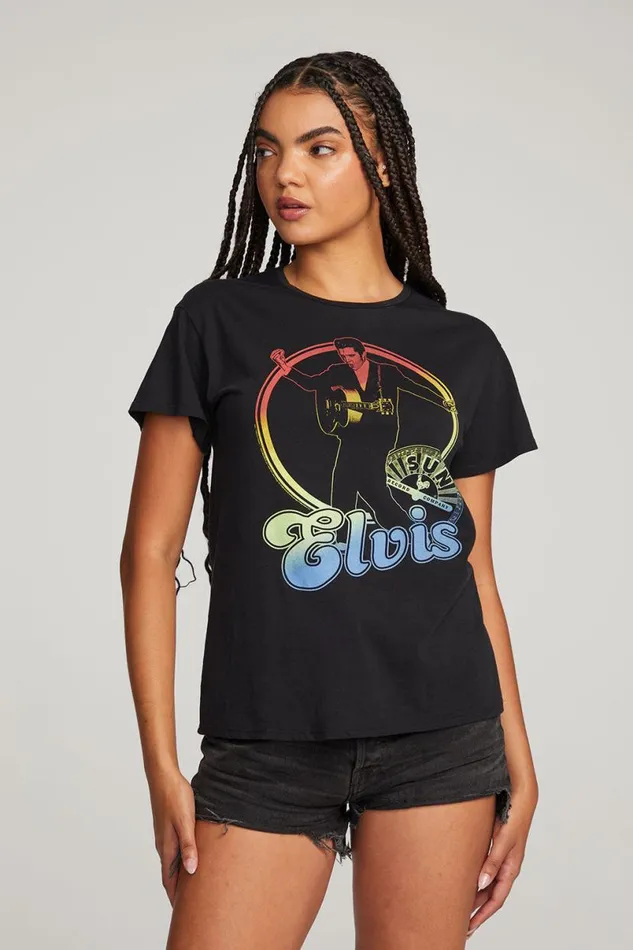 Womens Tops Chaser Brand Sun Records Rainbow Elvis Tee