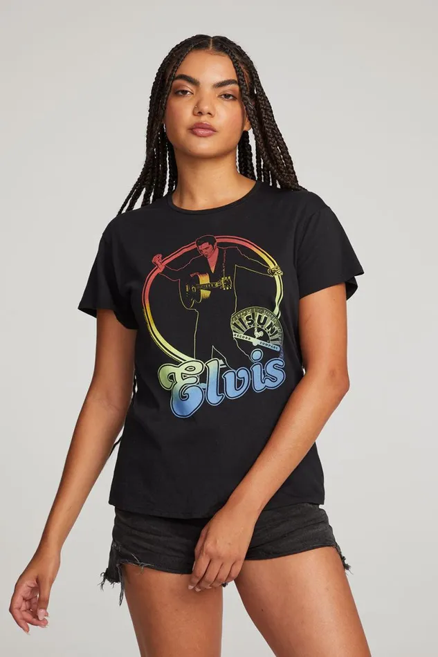 Womens Tops Chaser Brand Sun Records Rainbow Elvis Tee