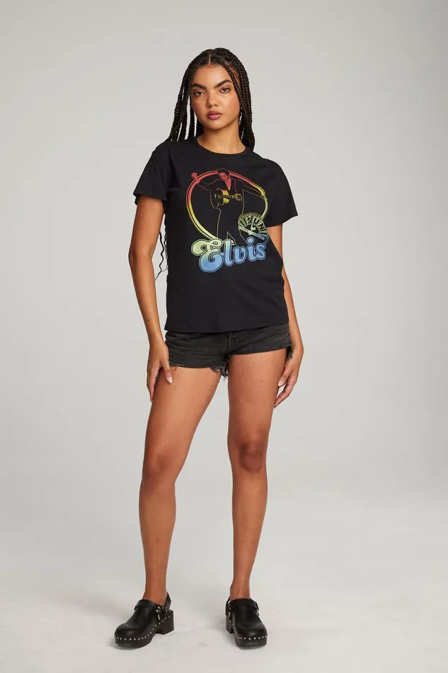 Womens Tops Chaser Brand Sun Records Rainbow Elvis Tee