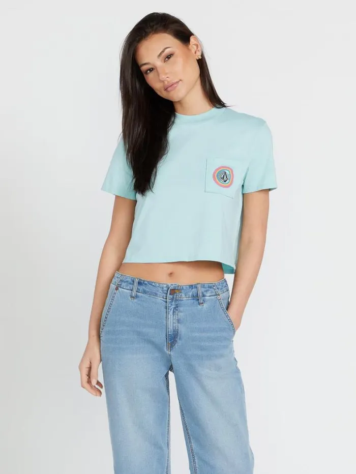 Womens Tops Volcom Pocket Dial Tee 8211 Glacier Blue