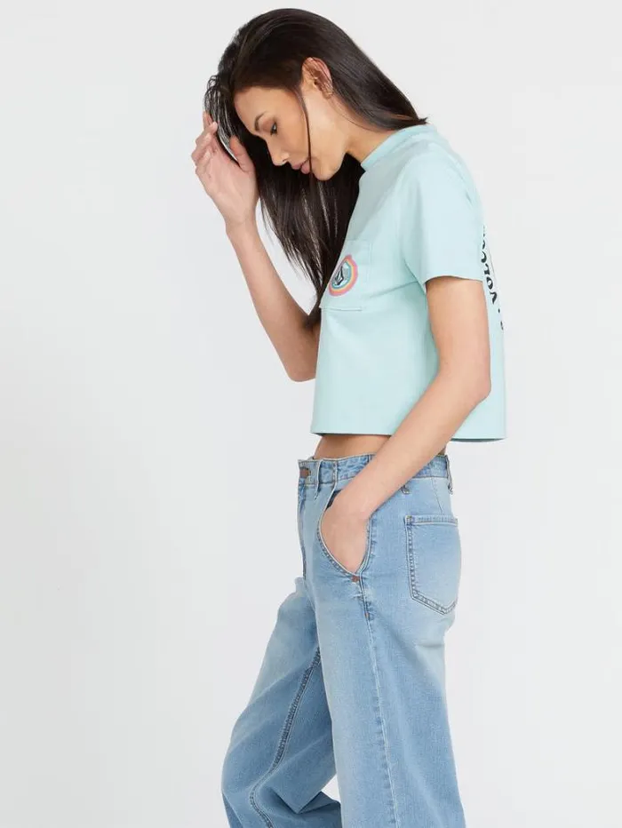 Womens Tops Volcom Pocket Dial Tee 8211 Glacier Blue